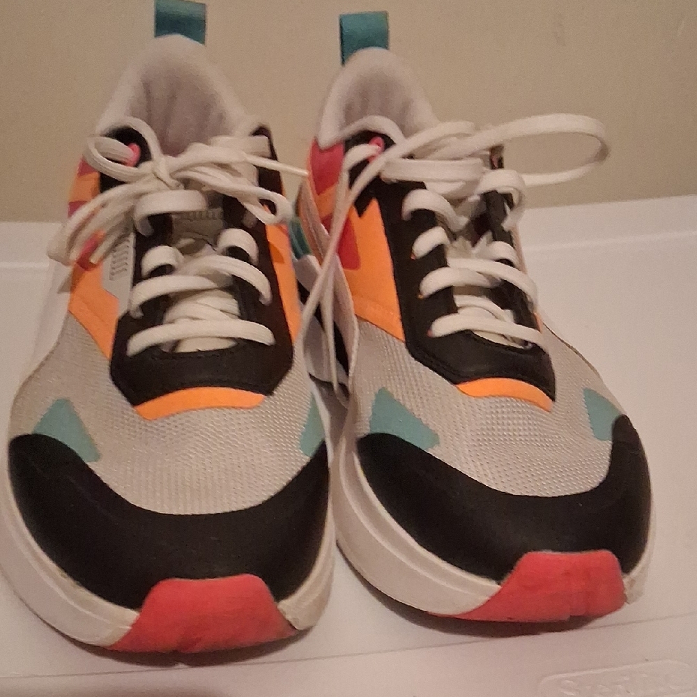 Colorblock Athletic Sneakers in White, Black, Orange, Teal, Coral